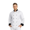 Bluza kucharska biała długi rękaw wstawki czarne roz.3XL – bluza kucharska – odzież gastronomiczna